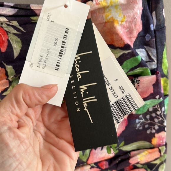 Nicole  Miller Watercolor Ruffle Ruched Floral Skirt - Picture 3 of 8